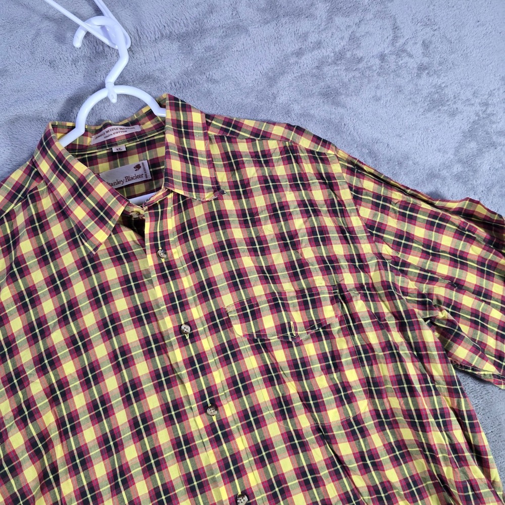 Stanley Blacker Plaid Button Up Shirt Long Sleeve Casual‎ Mens XL